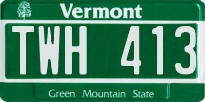 VT license plate TWH413