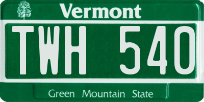 VT license plate TWH540
