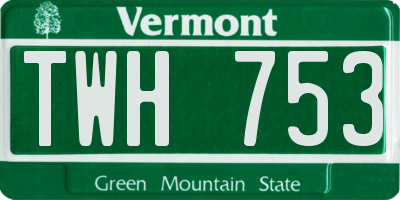VT license plate TWH753
