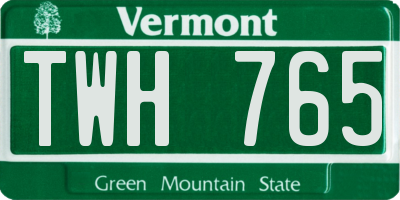 VT license plate TWH765