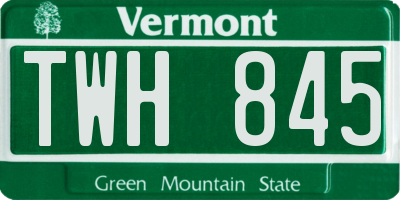 VT license plate TWH845