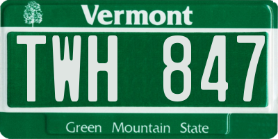 VT license plate TWH847