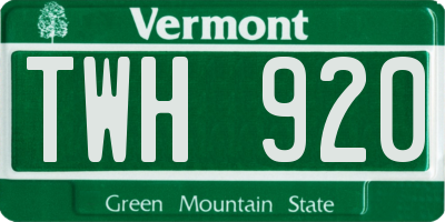VT license plate TWH920