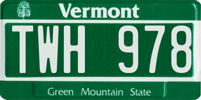 VT license plate TWH978