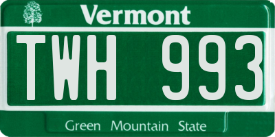 VT license plate TWH993