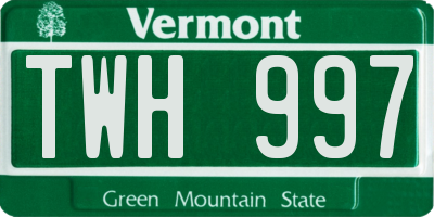 VT license plate TWH997