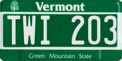 VT license plate TWI203