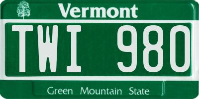 VT license plate TWI980