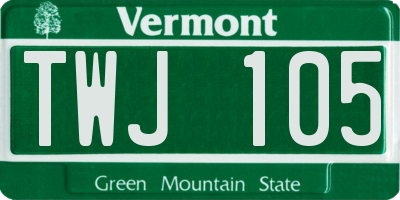 VT license plate TWJ105