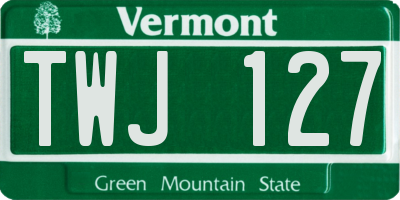 VT license plate TWJ127