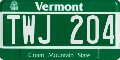 VT license plate TWJ204