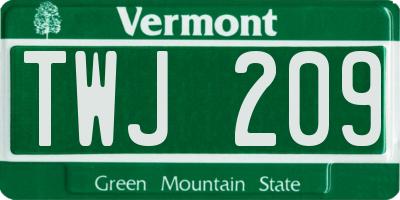 VT license plate TWJ209