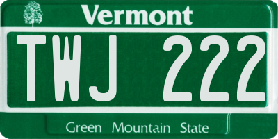 VT license plate TWJ222