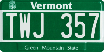 VT license plate TWJ357
