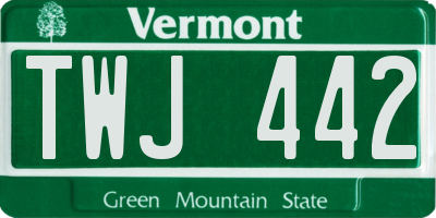 VT license plate TWJ442