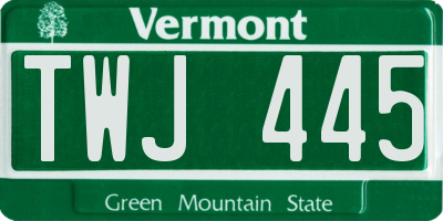 VT license plate TWJ445