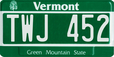 VT license plate TWJ452