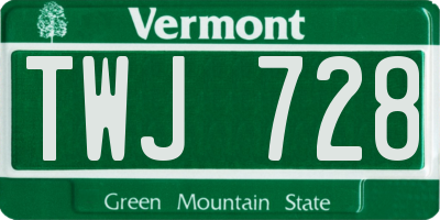 VT license plate TWJ728