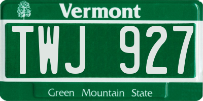 VT license plate TWJ927