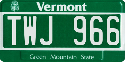 VT license plate TWJ966
