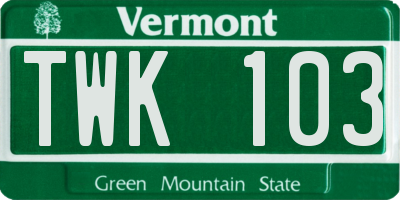 VT license plate TWK103