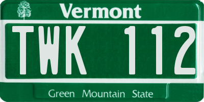 VT license plate TWK112