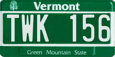 VT license plate TWK156