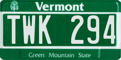 VT license plate TWK294