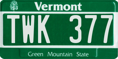VT license plate TWK377
