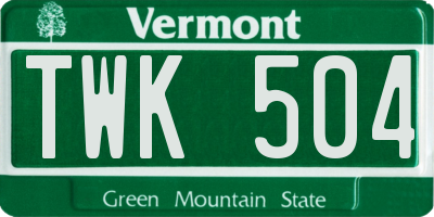 VT license plate TWK504
