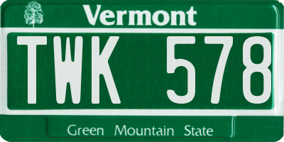 VT license plate TWK578