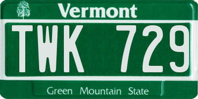 VT license plate TWK729