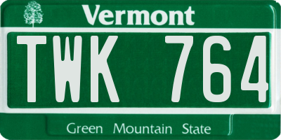 VT license plate TWK764