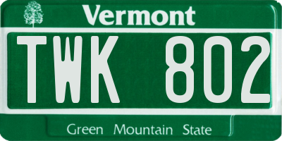 VT license plate TWK802