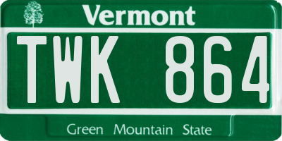 VT license plate TWK864