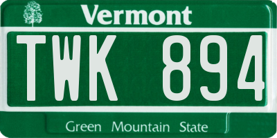 VT license plate TWK894