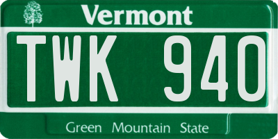 VT license plate TWK940