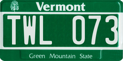 VT license plate TWL073