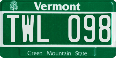 VT license plate TWL098