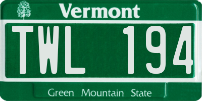 VT license plate TWL194