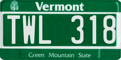 VT license plate TWL318