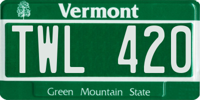 VT license plate TWL420