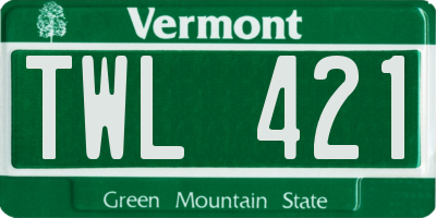 VT license plate TWL421
