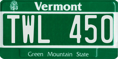 VT license plate TWL450