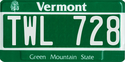 VT license plate TWL728