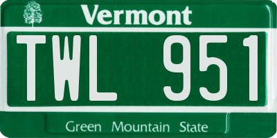 VT license plate TWL951
