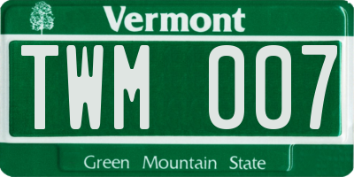 VT license plate TWM007