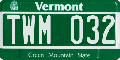VT license plate TWM032