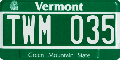 VT license plate TWM035