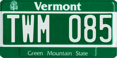 VT license plate TWM085